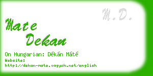 mate dekan business card