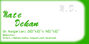 mate dekan business card